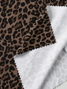 EMERY ROSE Casual Minimalist Vintage Leopard Print Plus Size High Neck Long T-Shirt, Suitable For Spring, Autumn And Winter - Multicolor - View 4