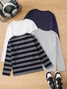 SHEIN 4PCS Tween Boys T-Shirts - Multicolor - View 2