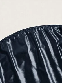 SHEIN EZwear 女款金屬光澤百褶抹胸上衣，適合約會、度假、派對、日常穿著、聚會、戶外活動 - 藏蓝色 - 查看 4