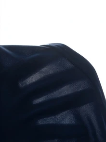 SHEIN 青少年女孩 2件組 秋冬深藍色與白色長袖上衣，圓領抓皺喇叭袖收腰不對稱下擺百搭T恤，可分層穿搭與外穿上衣，熱門秋季服飾 - 藍白色 - 查看 6