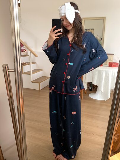 DAZY Women's Long Sleeve Top And Pants Casual Daily Home Sleepwear Set