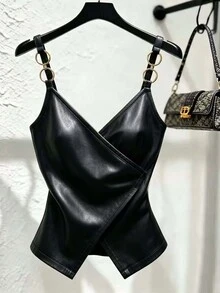 SuriyaCove Women's Plus Size Spaghetti Strap Backless Tank Top - Black - View 1