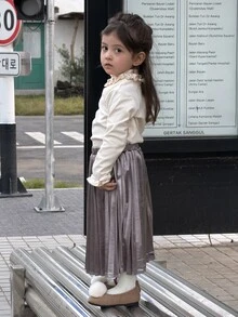 Dazy Kids Infant/Toddler (Girl) Pleated Korean Style Autumn/Winter Bottoms - Dusty Pink - View 2