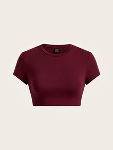 SHEIN EZwear 3件組女款休閒純色圓領短袖短版T恤 - 彩色 - 查看 6