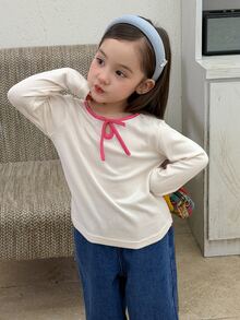 Dazy Kids Infant/Toddler (Girl) Round Neck Color Block Casual Long Sleeve Top - White - View 6