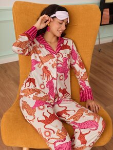 Chillnights Set Piyama Wanita Motif Sepatu Bot Koboi Barat & Bintang - MultiWarna - View 5