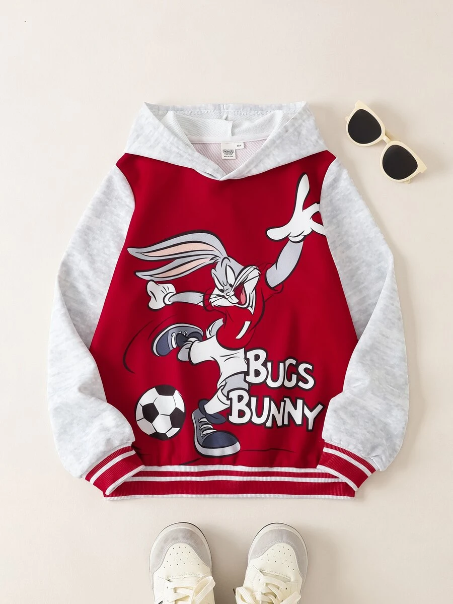LOONEY TUNES X SHEIN Tween Boy Letter Cartoon Graphic Casual Daily Sweatshirt - Multicolor - View 1
