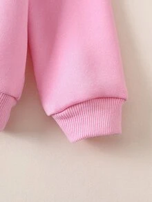 LOONEY TUNES X SHEIN Baby Girl Round Neck Contrast Color Cartoon Print Long Sleeve Sweatshirt And Matching Casual Sweatpants Set - Pink - View 6