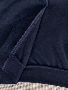 SHEIN EZwear 大尺碼休閒優雅黑白拉鍊連帽外套，秋季機場長袖短版連帽衫，秋季時尚保暖派對穿搭 - 藏蓝色 - 查看 7