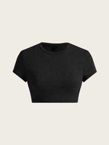 SHEIN EZwear 3件組女款休閒純色圓領短袖短版T恤 - 彩色 - 查看 7