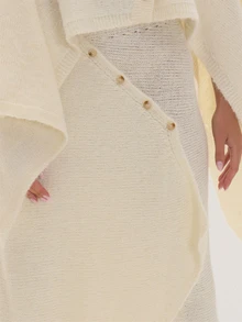Cream Knit Asymmetric Button Midi Skirt Everyday Casual Chic Date Night New Season Elegant Party Romantic Museyn Feminina - Apricot - View 5