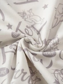 TOM & JERRY X SHEIN Baby Boys Cartoon Print Short Sleeve Top & Shorts Loungewear Set - White - View 5