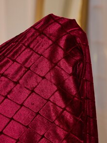 MuseNap CURVE Plus Size Long Sleeve Plaid Jacquard Velvet Pajama Set, Wearable As Outerwear - Burgundy - View 7