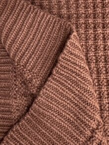 Nubod Plus Size Brown Pocket Design Long Sleeve Cardigan Sweater Vintage Comfortable Casual - Brown - View 7
