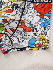 LOONEY TUNES X SHEIN Men's Letter Cartoon Print Casual Daily Boxer Briefs - White - View 6