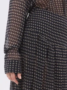 KÆRIA Hus Fluid Maxi Co-Ord Skirt - Sheer Chiffon - Black Foulard Paisley - Elegant, Occasionwear, Layering - Blue - View 7