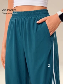 OutZeal Women Sports Pants Casual Gym Workout Lightweight Elastic Waist Straight Leg Pants - Teal Blue - View 3