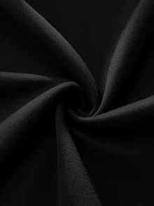 LUMIGAL Black Cotton Blend Knit Cowl Neck Draped Ruched Long Sleeve Slim Fit Top, Front Pleated Design, Elegant Fashion Layering Style, French Chic Commuter Look, Suitable For Office, Commuting, Dating, Inner Layering, Daily Wear And Street Style, Spring/Autumn Women's Knit Top - Black - View 4