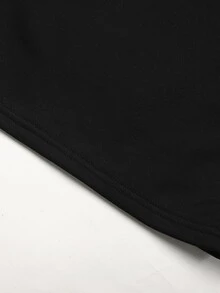 SHEIN 青少年女孩秋冬休閒基礎極簡風羅紋腰鬆寬腿抽繩運動長褲 混色灰 - 黑色 - 查看 6