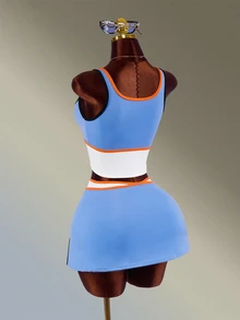 Amplova Women's Contrast Trim Fashion Slim Fit Sports Set - Blue - View 2