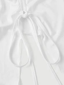 SHEIN MOD 5件組女款抓皺不對稱下擺扭轉前襟抹胸上衣，白色、酒紅、米色、深棕、黑色，夏季性感夜店 Y2K 音樂節派對穿搭 - 彩色 - 查看 10