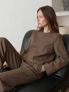 Dazy-Less Women's Solid Color Long Sleeve Top And Pants Casual Daily 2 Pieces Set - Coffee Brown - View 4