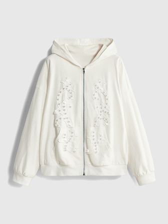 Grunge Punk Women's Casual Versatile Daily Travel Hooded Zip-Up Sweatshirt