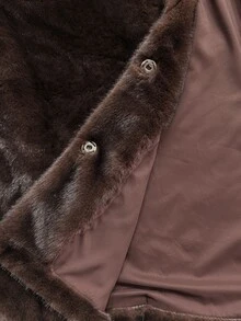 Cravure Plus Size Vintage Elegant Long Sleeve Faux Fur Coat Winter - Coffee Brown - View 7