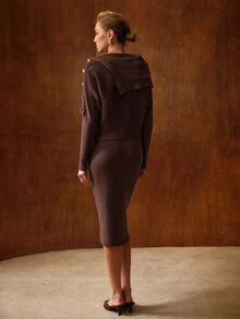 MOTF PREMIUM WOMEN'S BROWN SWEATER, ELEGANT AND EXQUISITE, AUTUMN/WINTER - Brown - View 3