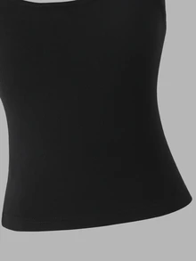 SHEIN Tween Girl1 女童背心上衣，柔軟面料，黑色，夏季，基本款，正式穿著，適合度假 - 黑色 - 查看 7
