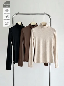 SHEIN BASICS 3PCS Women T-Shirts - Khaki - View 9