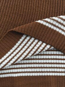 Nubod Plus Size Women's Knit Colorblock Long Sleeve Turtleneck Batwing Sweater, Comfortable Casual - Brown - View 8