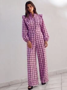 Nöista Women's All-Over Print Casual Daily Wear Jumpsuit - Pink - View 3