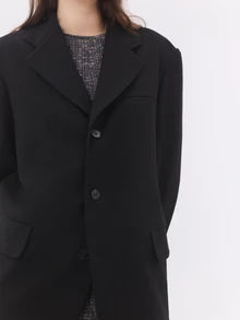KÆRIA Hus Relaxed Single-Breasted Suit Blazer - Refined Tailoring - Black - Lined, Winter Layering, Workwear - Black - View 6