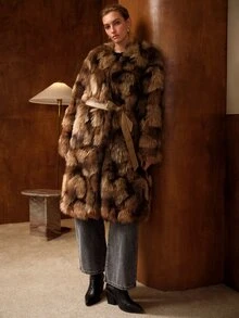 MOTF PREMIUM WOMEN'S FASHION VERSATILE WINTER FAUX FUR COAT - Camel - View 7