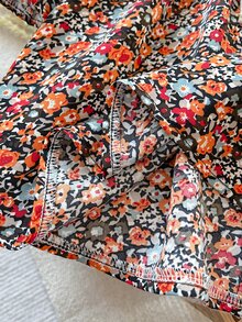 SHEIN 女童碎花洋裝 秋季新款 大領結娃娃裙 嬰兒長袖復古花卉公主裙 - 彩色 - 查看 8
