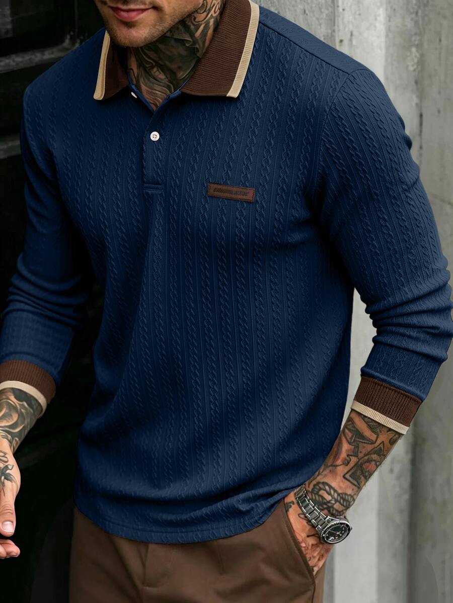 Manfinity Homme Men's Casual Versatile Daily Wear Polo Shirt - Royal Blue - View 1