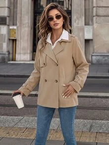 Editum Women's Street Fashion Button Long Sleeve Jacket Winter Outfit For Women - Khaki - View 9
