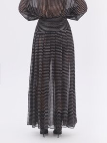 KÆRIA Hus Fluid Maxi Co-Ord Skirt - Sheer Chiffon - Black Foulard Paisley - Elegant, Occasionwear, Layering - Blue - View 2
