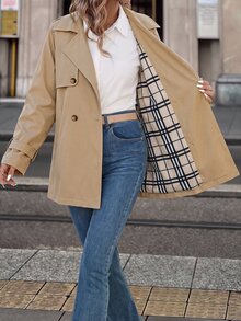 Editum Women's Street Fashion Button Long Sleeve Jacket Winter Outfit For Women - Khaki - View 1