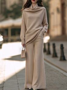 SHEIN Women Sweater Co-Ords - Khaki - View 4