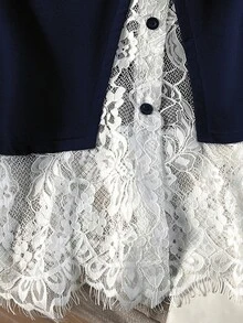 Lacomfia 女款 2 合 1 長袖蕾絲拼接休閒百搭大尺碼運動衫 - 彩色 - 查看 7
