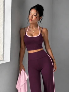 SHEIN PariChic 女款純色加厚內搭背心、長袖上衣與長褲運動套裝 - 彩色 - 查看 5