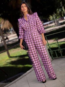 Nöista Women's All-Over Print Casual Daily Wear Jumpsuit - Pink - View 2
