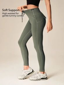 OutZeal Women Outdoor Leggings Hiking Workout Yoga UV Protection High Waist With Pockets - Green - View 2