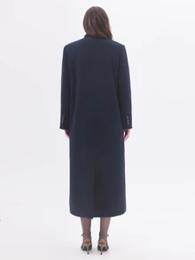 KÆRIA Hus Double-Breasted Maxi Coat - Heavyweight Heritage Coating - Navy - Winter Layering, Capsule Wardrobe - Black - View 2