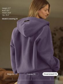 GLOWMODE Heavyweight Fleece Oversized Sweatshirt Jacket Thick Thermal Warm Winter - Purple - View 2