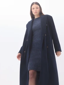 KÆRIA Hus Double-Breasted Maxi Coat - Heavyweight Heritage Coating - Navy - Winter Layering, Capsule Wardrobe - Black - View 6