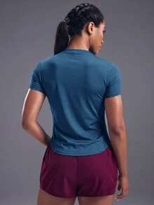 Powerista 透氣柔軟運動機能上衣 女款緊身運動T恤 健身房運動衫 - 藍色 - 查看 2
