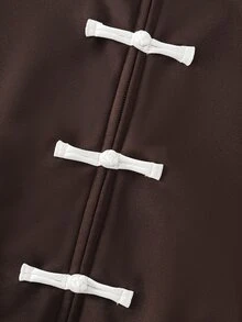 LUMIGAL Women's Autumn/Winter Brown Fashion Casual Sporty Style Frog Button Element Sweatshirt & Long Pants 2 Pieces Set - Brown - View 7